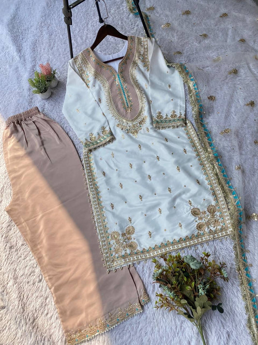 MELROSE — Pastel Crepe Silk Salwar Kameez - Laksharaa Sarees