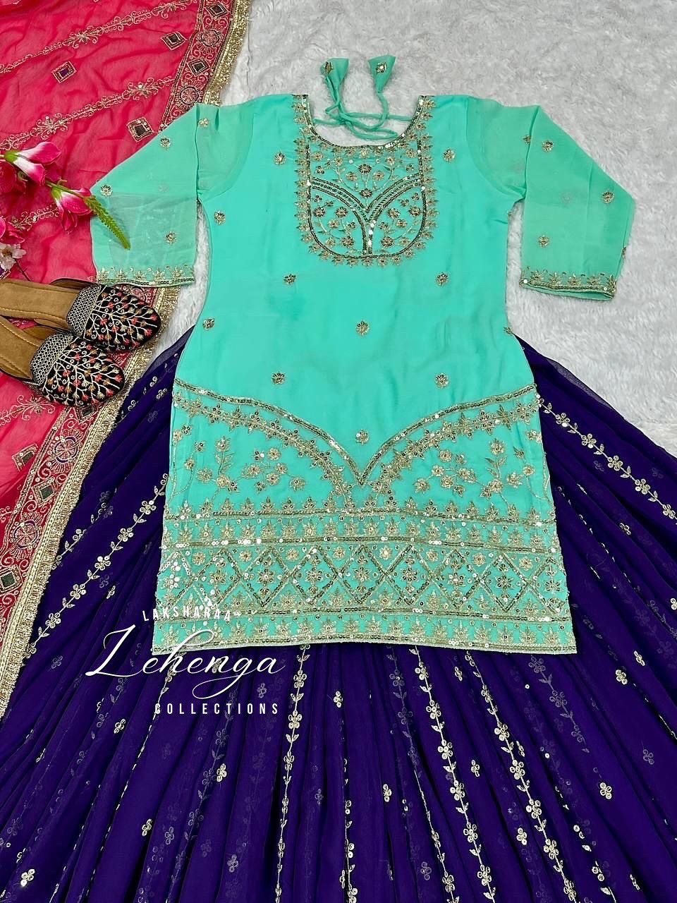 Fusion Top x Lehenga Skirt - Hijabi Special ( Fully Stitched )