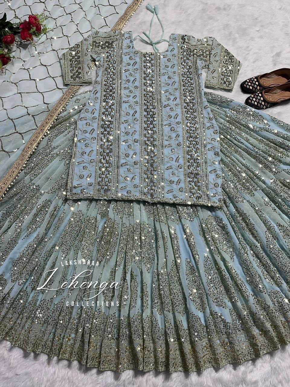 Fusion Top x Lehenga Skirt - Hijabi Special ( Fully Stitched )