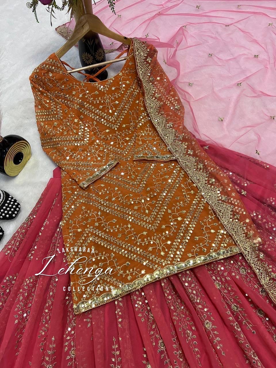 Fusion Top x Lehenga Skirt - Hijabi Special ( Fully Stitched )
