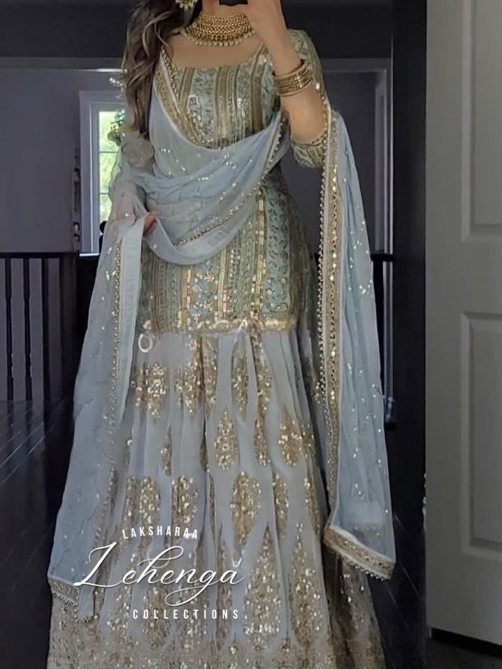 Fusion Top x Lehenga Skirt - Hijabi Special ( Fully Stitched )