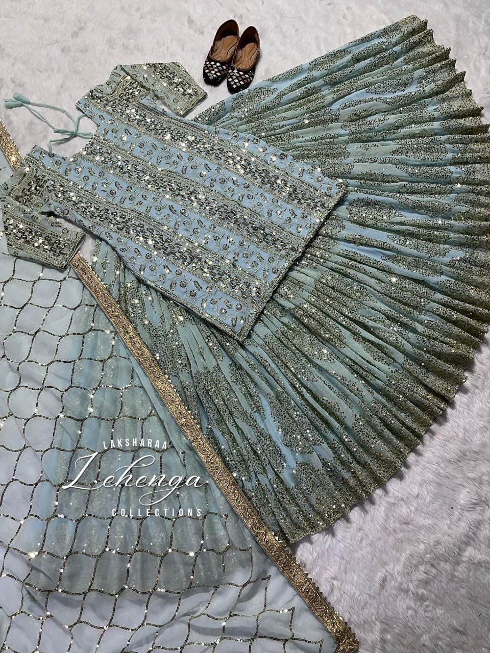 Fusion Top x Lehenga Skirt - Hijabi Special ( Fully Stitched )