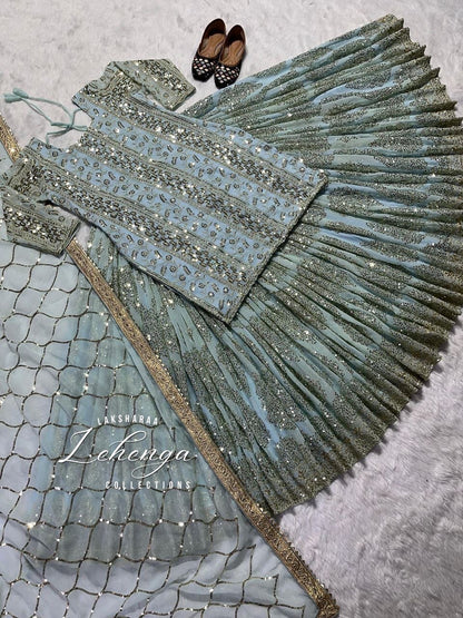 Fusion Top x Lehenga Skirt - Hijabi Special ( Fully Stitched )