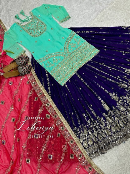 Fusion Top x Lehenga Skirt - Hijabi Special ( Fully Stitched )