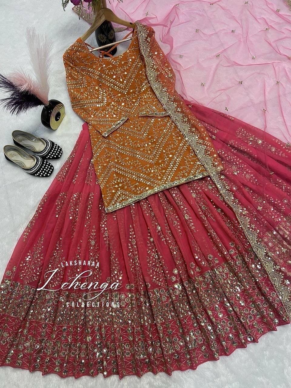 Fusion Top x Lehenga Skirt - Hijabi Special ( Fully Stitched )