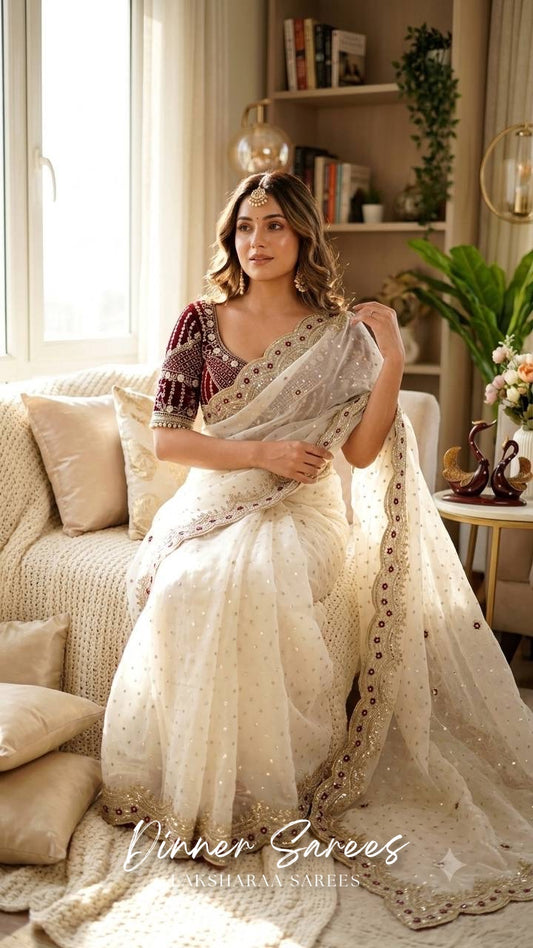 ZOELLA - Grand Zari Shimmer Saree with Readymade Blouse