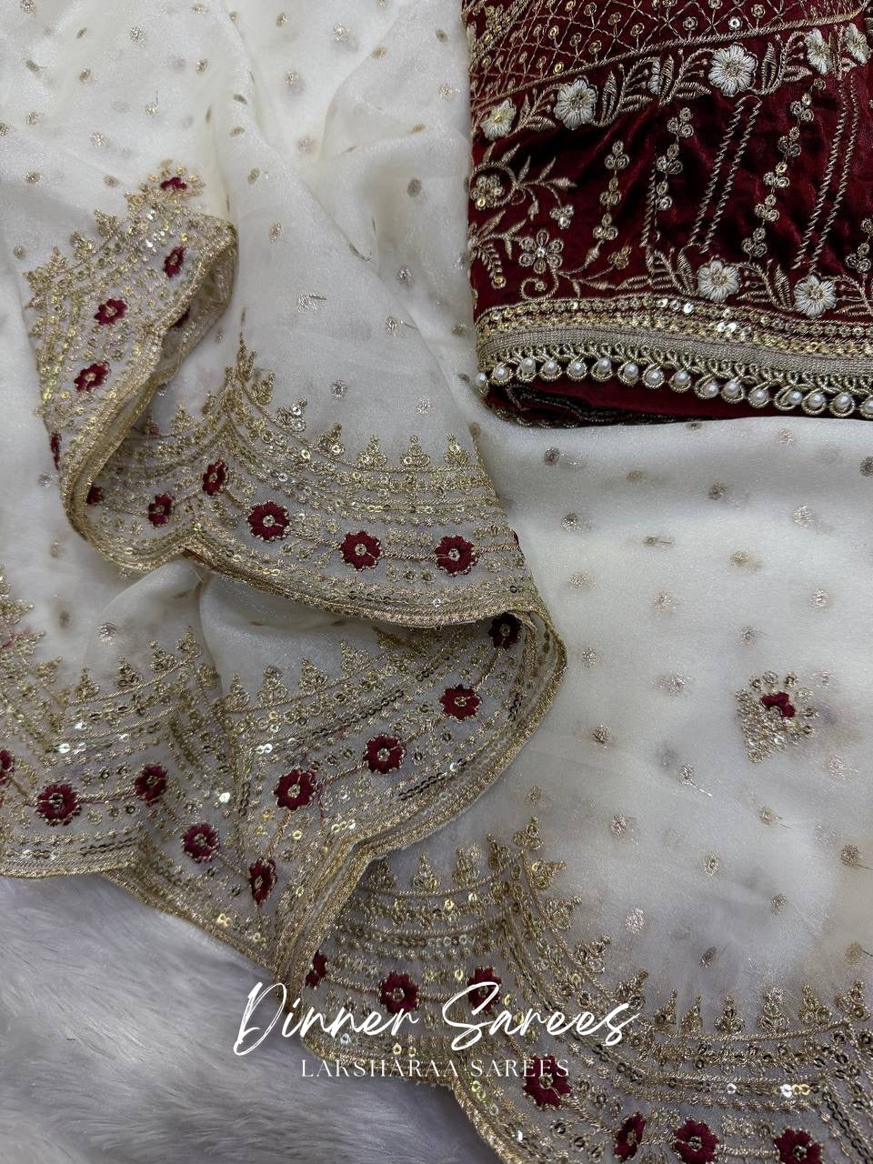 ZOELLA - Grand Zari Shimmer Saree with Readymade Blouse