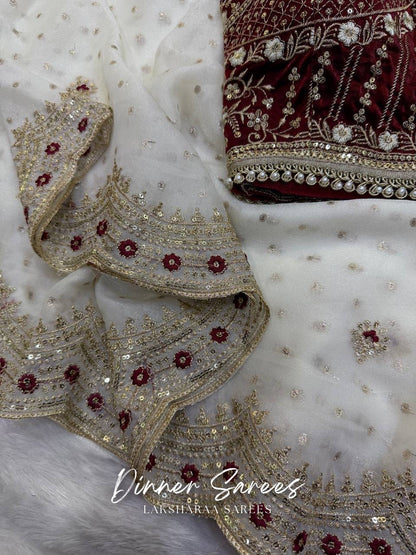 ZOELLA - Grand Zari Shimmer Saree with Readymade Blouse