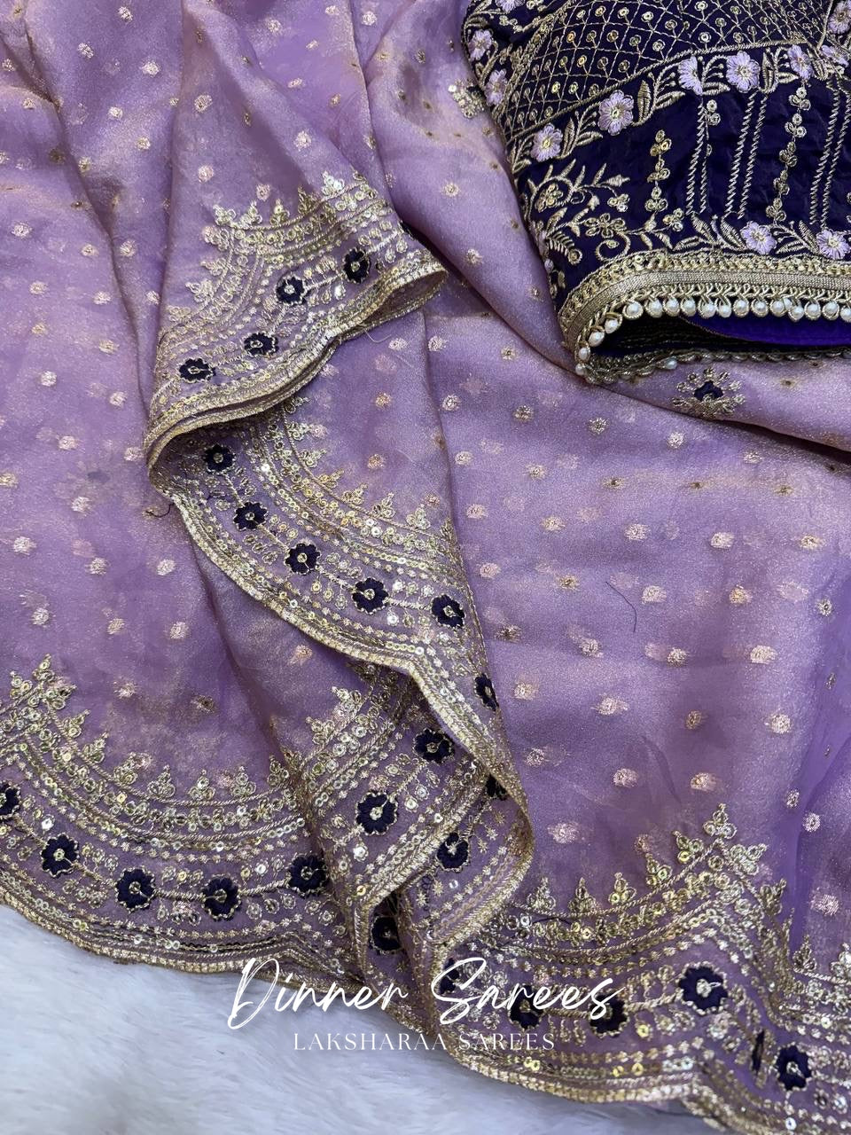 ZOELLA - Grand Zari Shimmer Saree with Readymade Blouse
