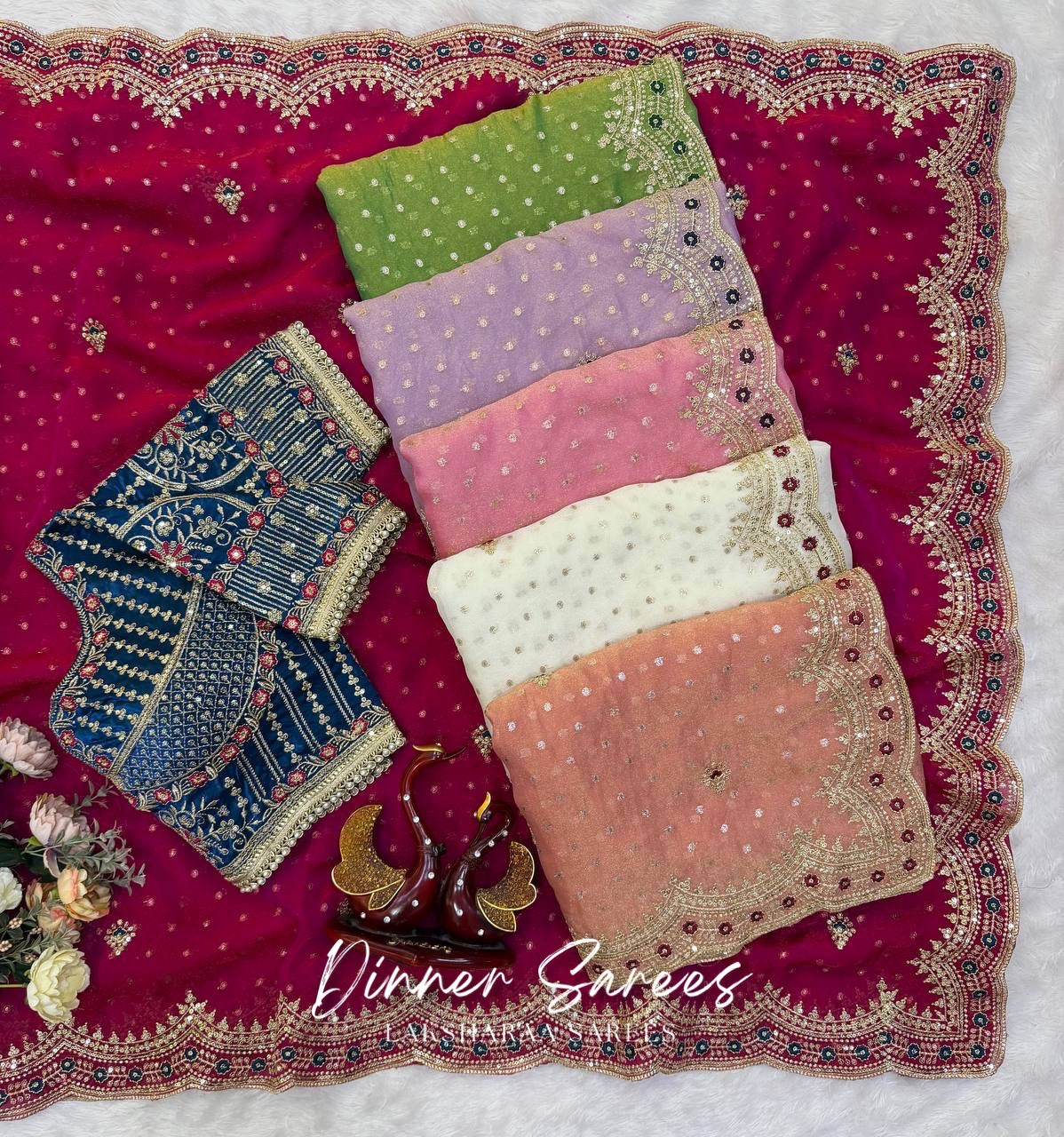 ZOELLA - Grand Zari Shimmer Saree with Readymade Blouse