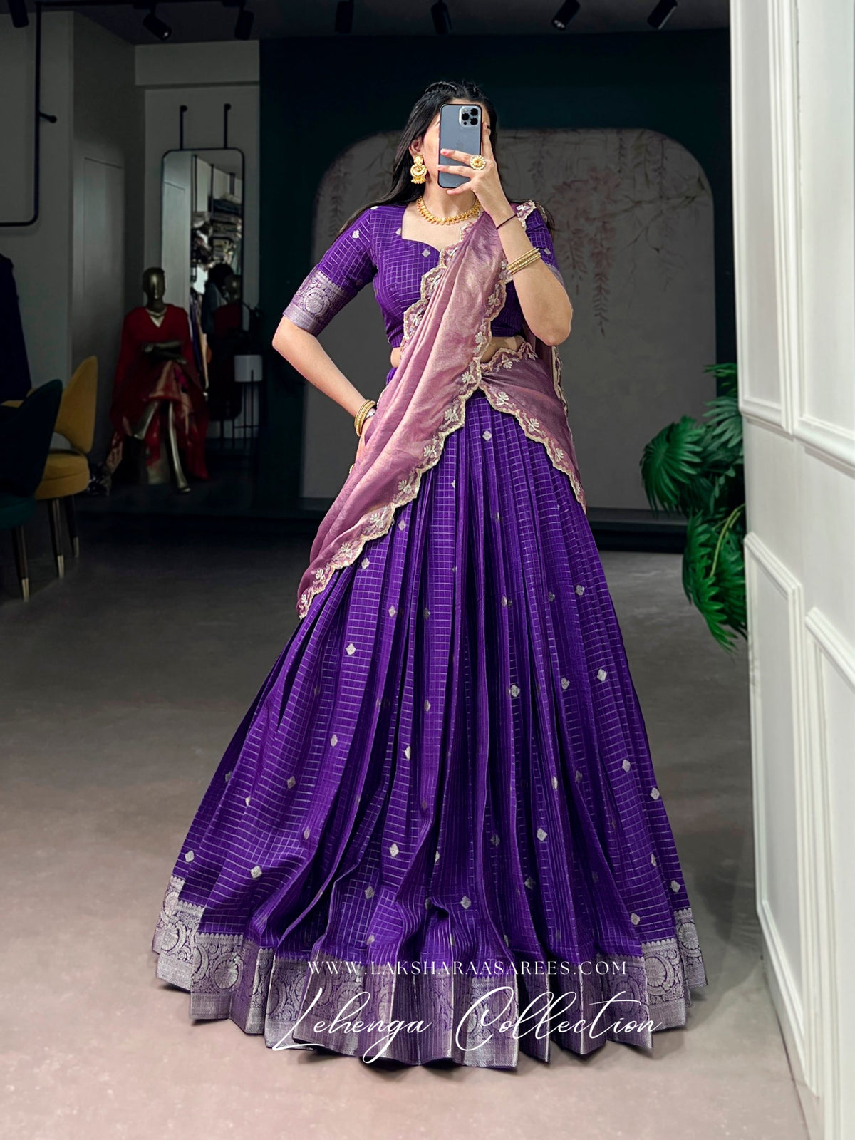 ALAGI — Chex Chinnon Half Saree Lehenga