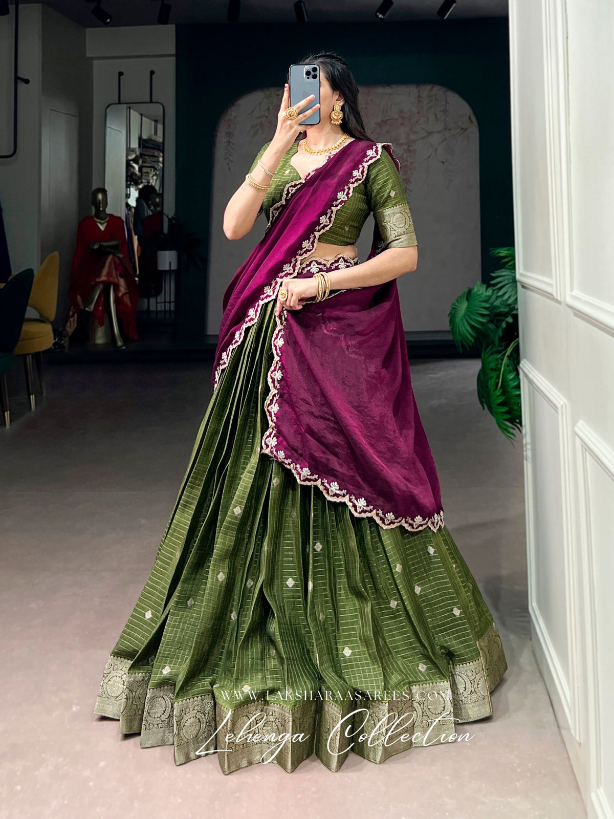 ALAGI — Chex Chinnon Half Saree Lehenga