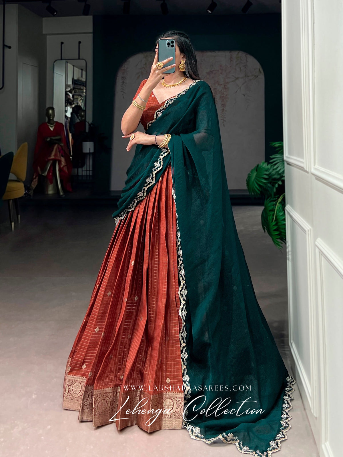 ALAGI — Chex Chinnon Half Saree Lehenga