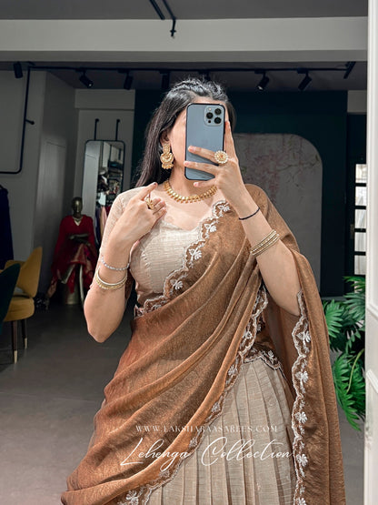 ALAGI — Chex Chinnon Half Saree Lehenga