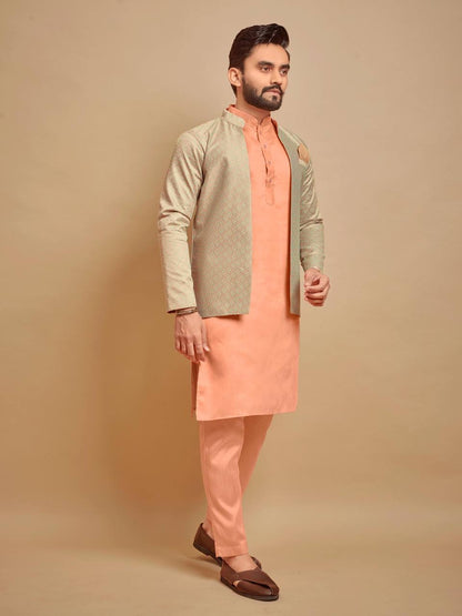 Men Jacket Kurta with Pants Set