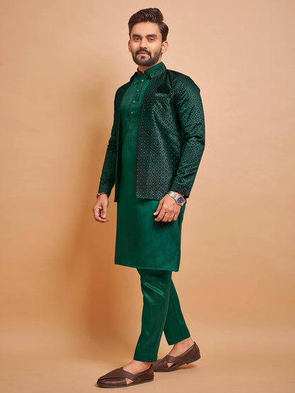 Men Jacket Kurta with Pants Set