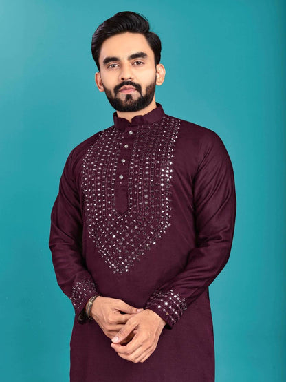 Men Mirror Work Kurta