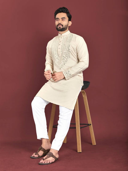 Men Mirror Work Kurta