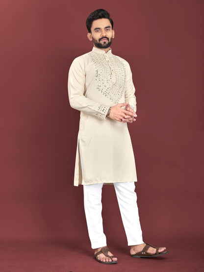 Men Mirror Work Kurta