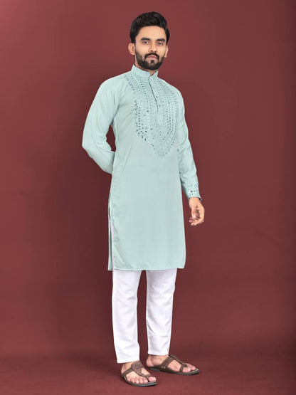 Men Mirror Work Kurta