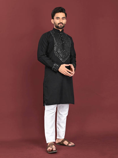 Men Mirror Work Kurta