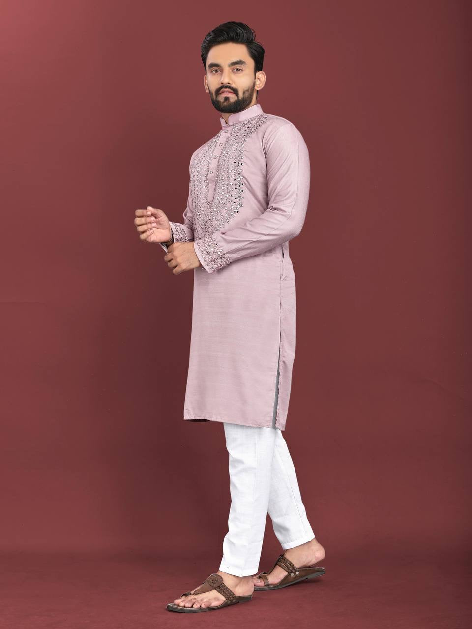 Men Mirror Work Kurta