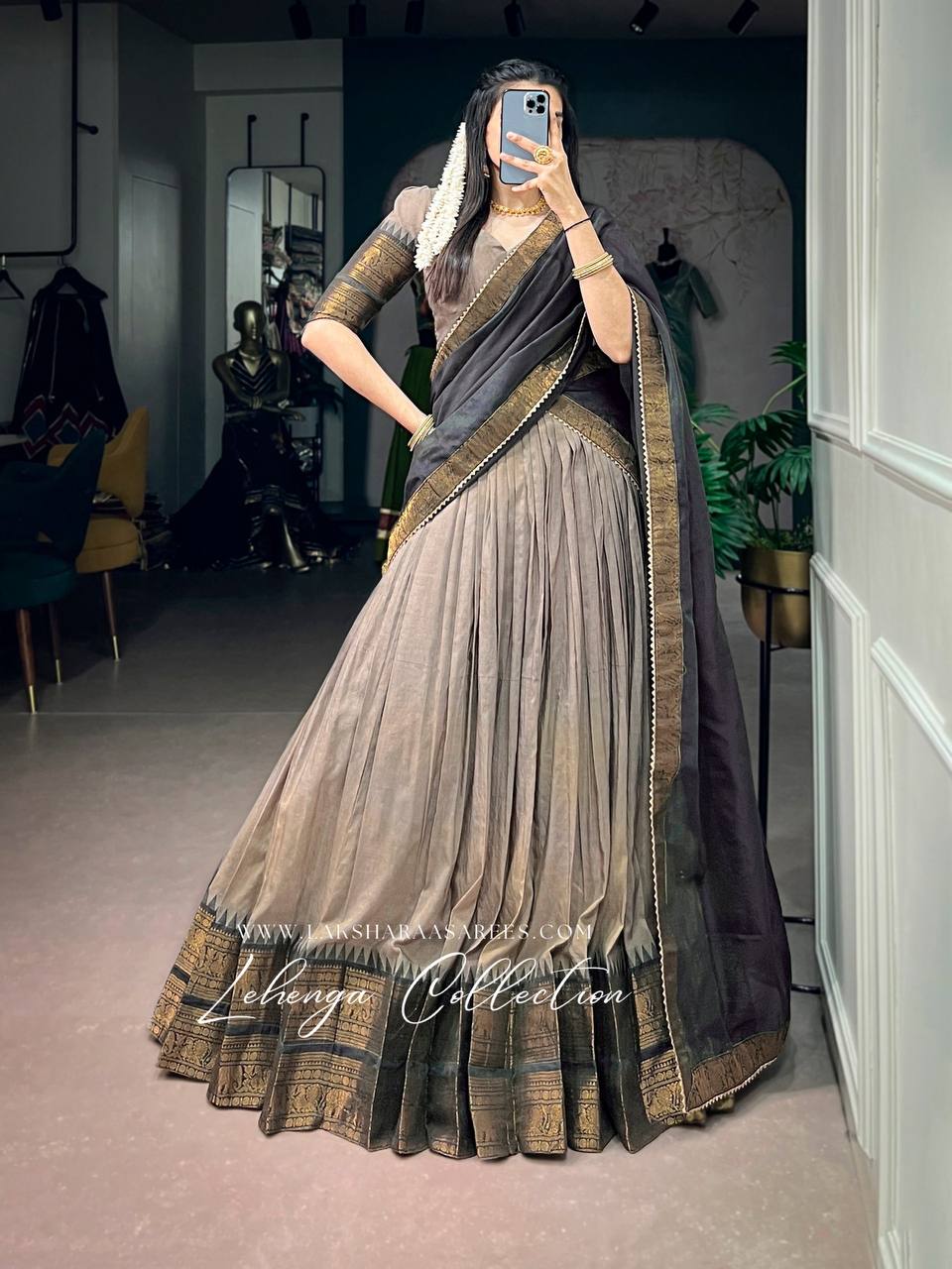 Laksharaa Sarees MADURII Half Saree Lehenga Taupe