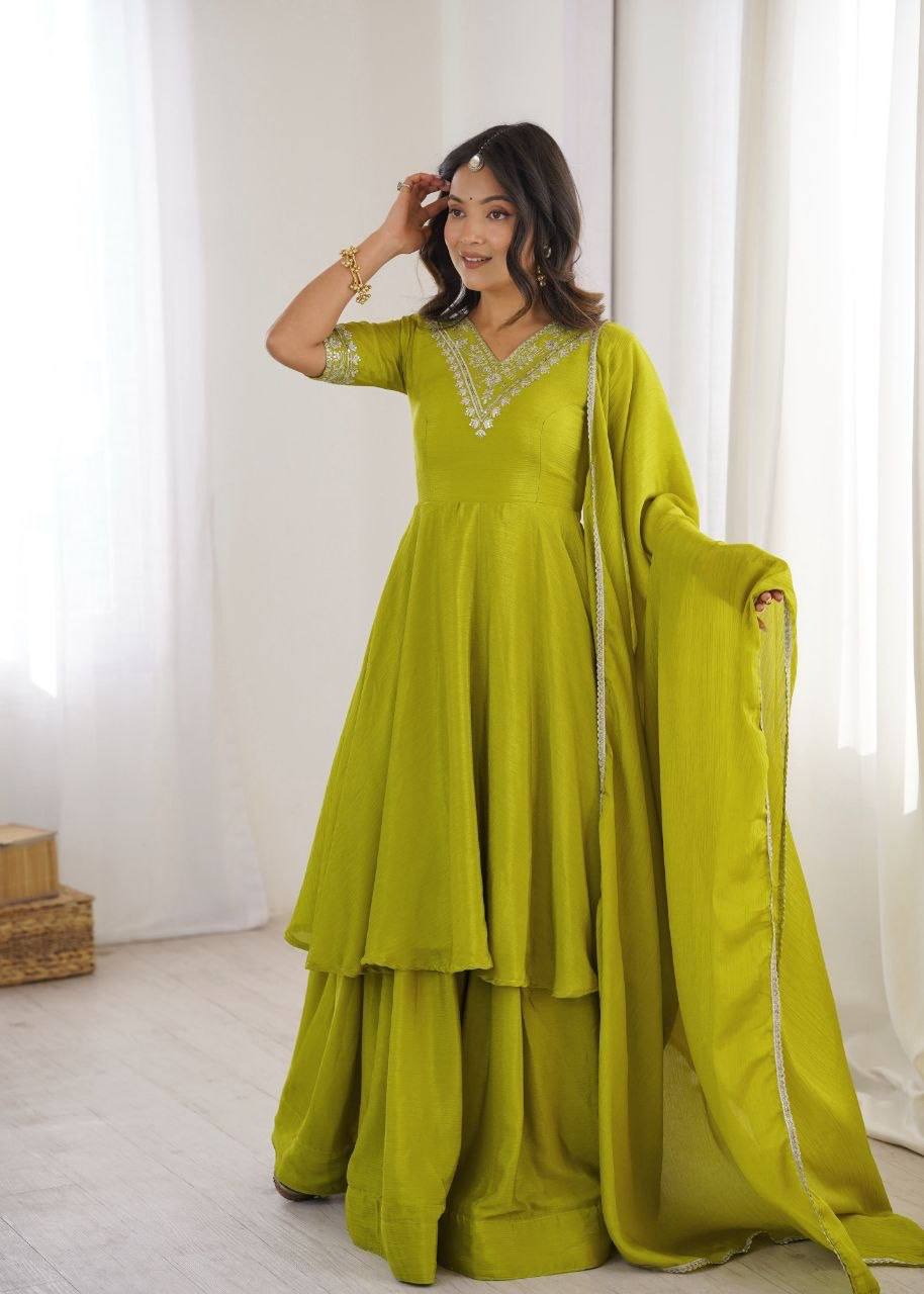 Laksharaa Sarees NARMILA Anarkali Set Lime Green