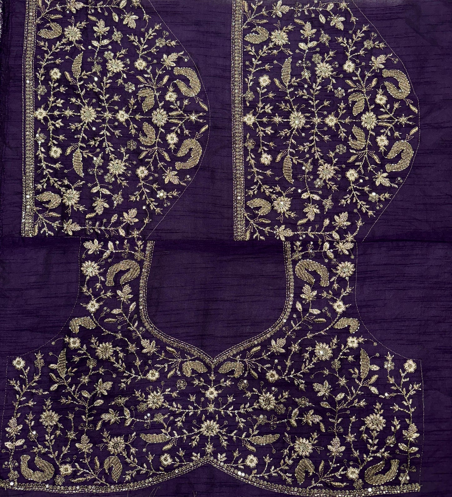 SHRADA — Gold x Purple Shimmer Georgette Saree