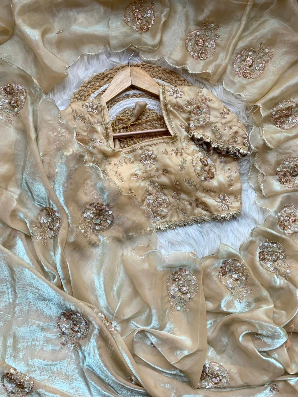 JESSIE — Shimmer Space Silk Saree x stitched blouse - Laksharaa Sarees