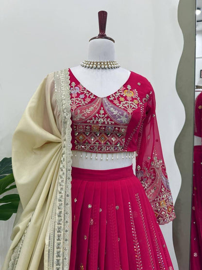 Laksharaa Sarees HANUYA — Pink Partywear Lehenga Pink Mannequin Blouse Close-up