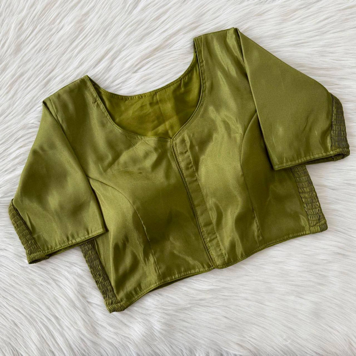 Laksharaa Sarees Soft Silk Readymade Saree blouse Olive Green