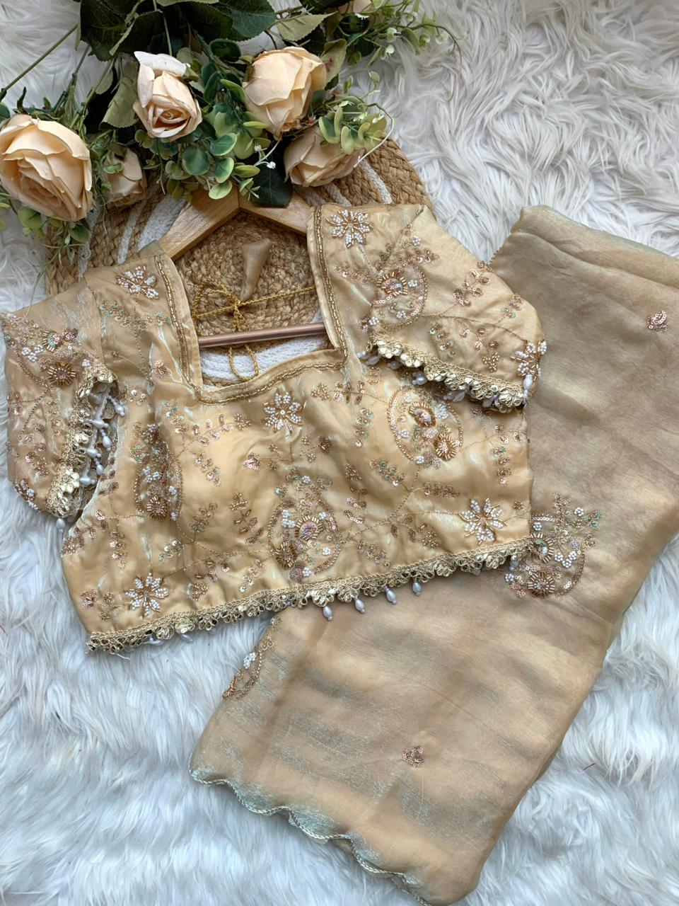 JESSIE — Shimmer Space Silk Saree x stitched blouse - Laksharaa Sarees