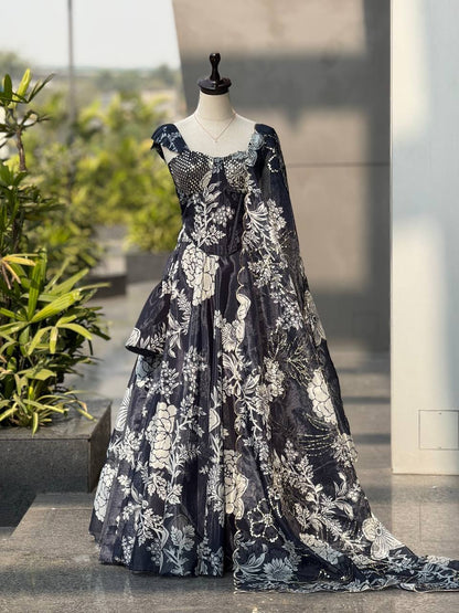 Laksharaa Sarees DIANA - Black Corset Style Partywear Lehenga Full View