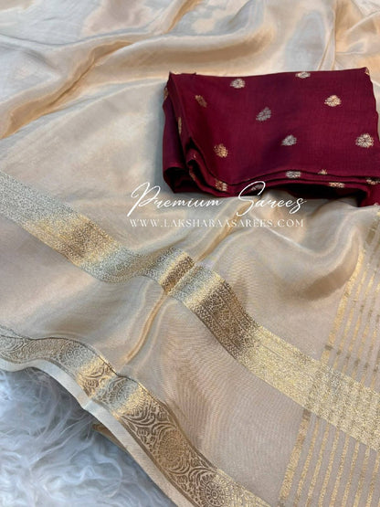 Laksharaa Sarees Mysore crepe silk Saree Off-White