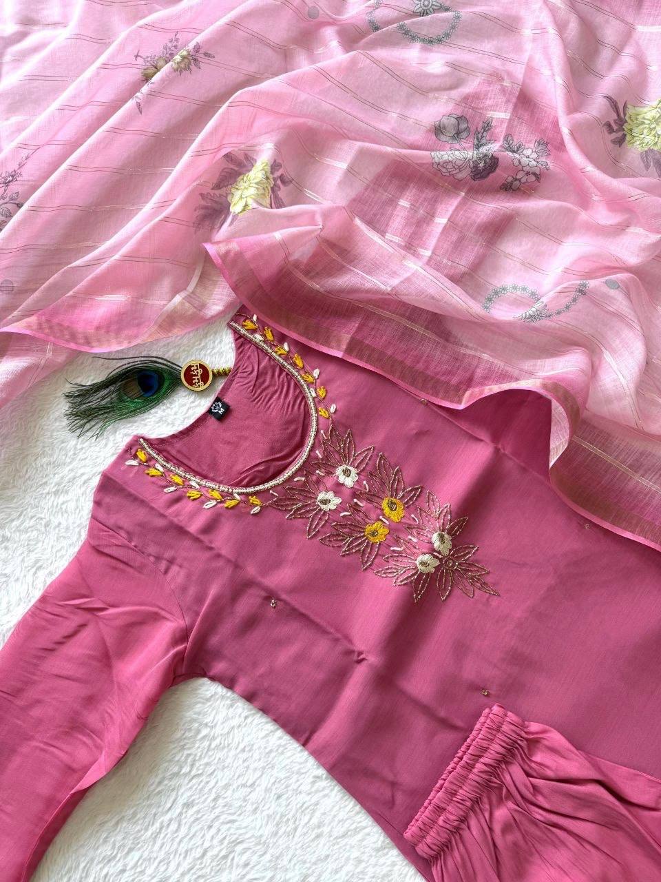 Laksharaa Sarees Mul Cotton Comfy Kurti Set Pink Full Display