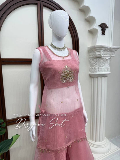 Laksharaa Sarees Cute Pink Pallazo Suit on mannequin, side view