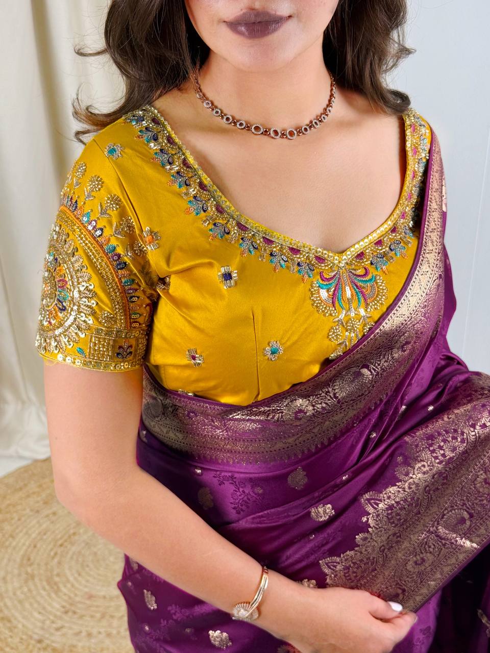 Laksharaa Sarees RANI Premium Banarasi Saree with Handwork Blouse Purple