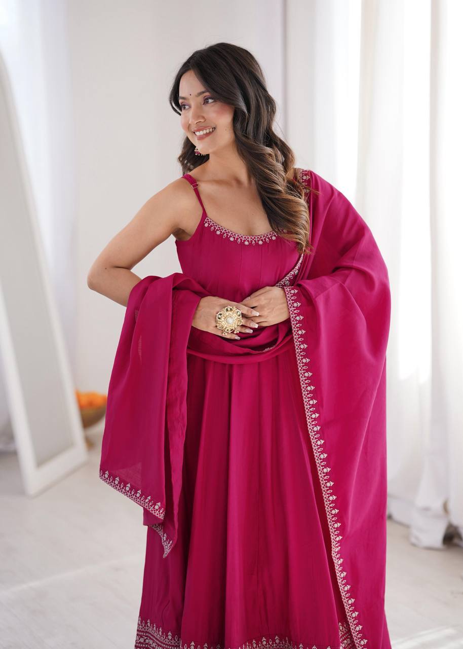 Laksharaa Sarees MINIKI Anarkali Suit Pink Model Posing
