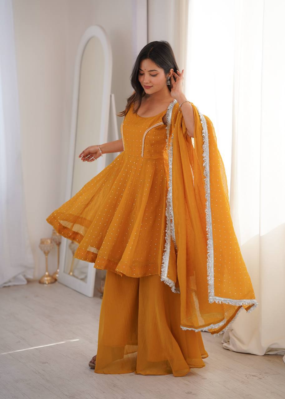 Laksharaa Sarees SWEETY — crunchy PePlum suit Mustard Yellow