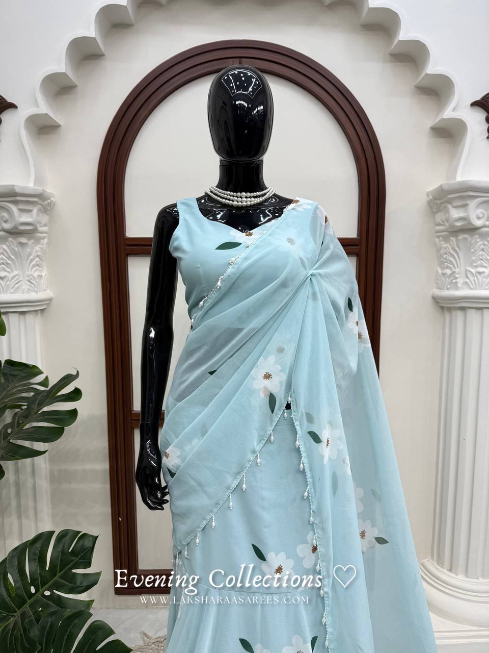 Laksharaa Sarees MAISY Aqua Lehenga Saree on Mannequin Full Length