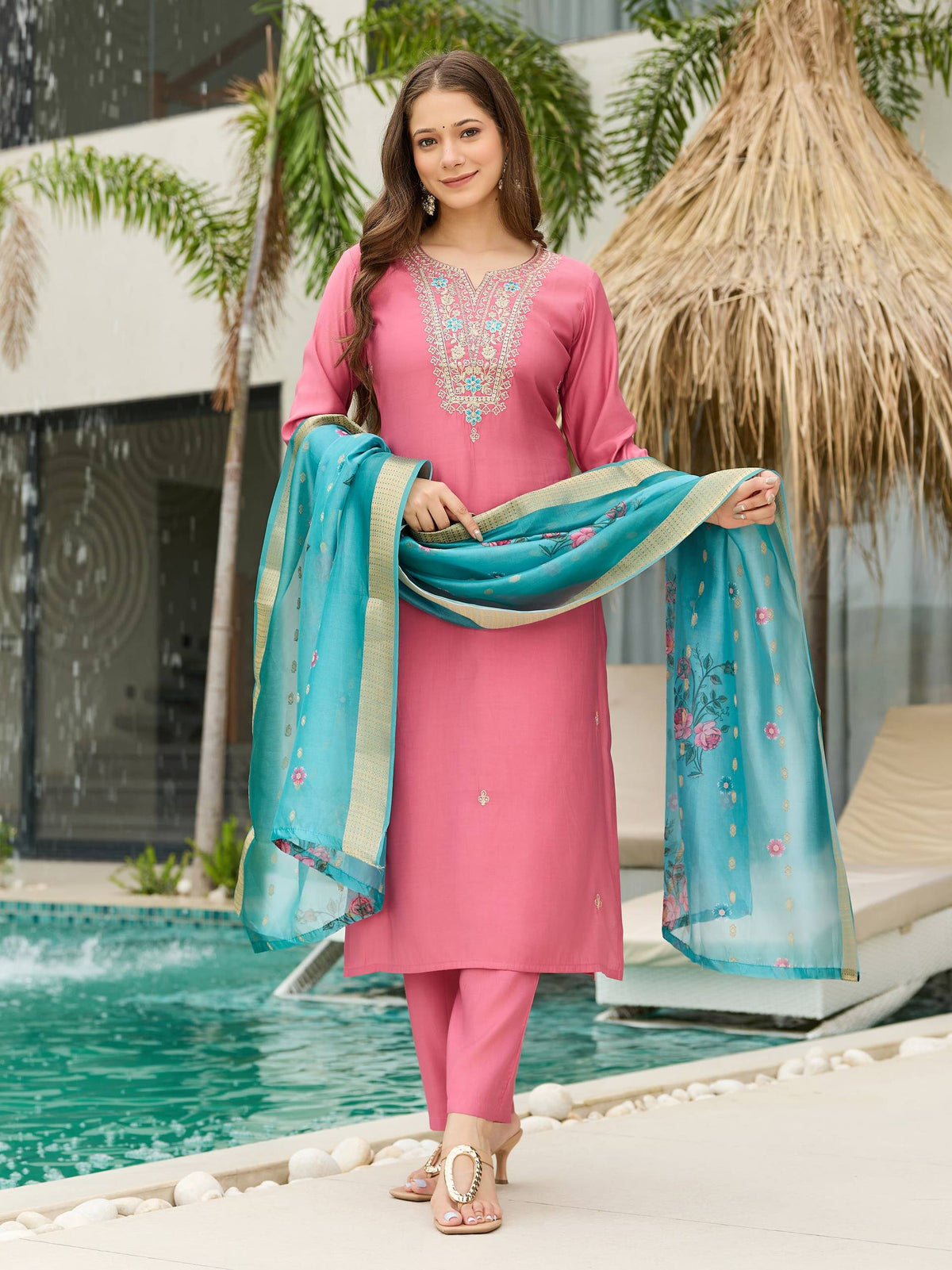 Laksharaa Sarees Baby Pink Comfy Kurtis Set Front View