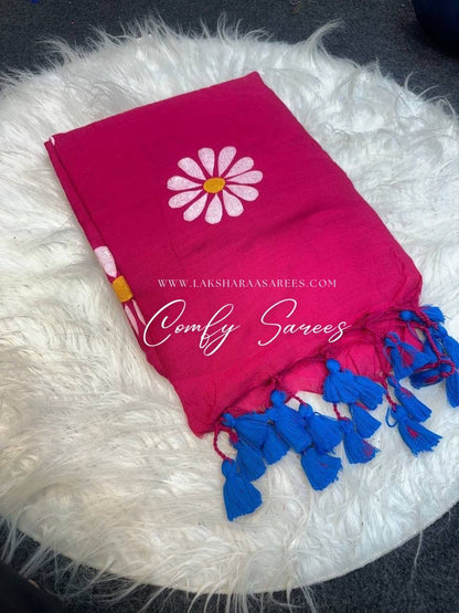 Laksharaa Sarees DAISY — floral kadhi saree Fuchsia