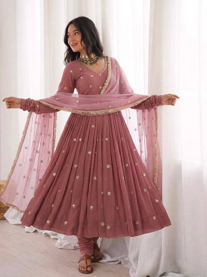 Laksharaa Sarees SHAHI — Georgette Anarkali Suit Dusty Rose
