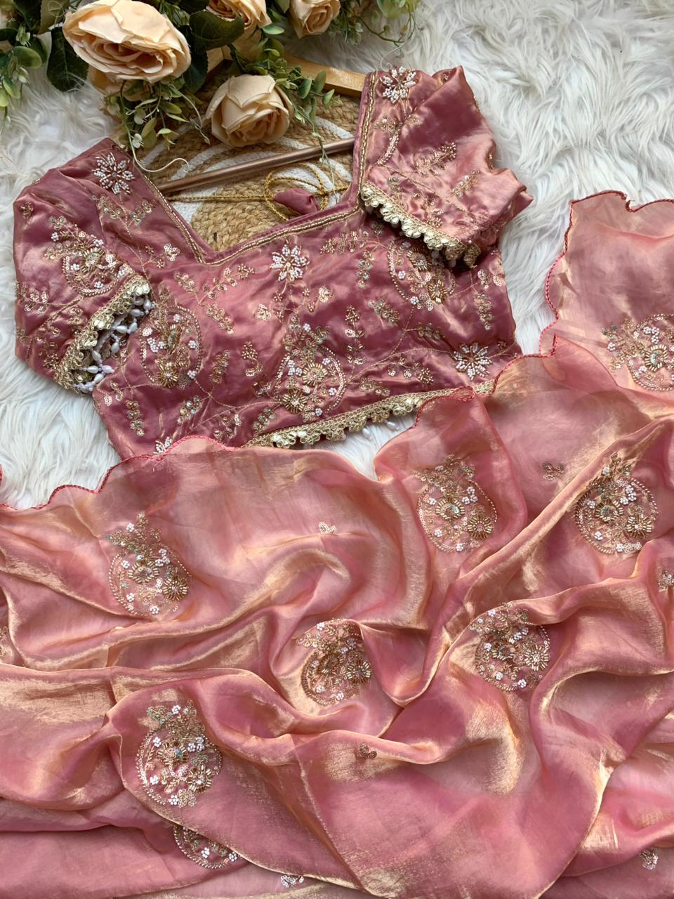 JESSIE — Shimmer Space Silk Saree x stitched blouse - Laksharaa Sarees