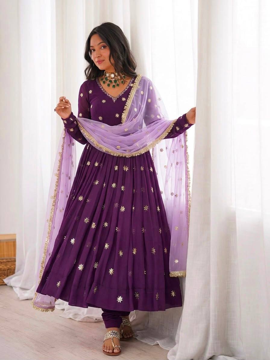 Laksharaa Sarees SHAHI — Georgette Anarkali Suit Purple