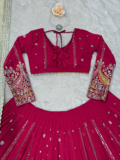 Laksharaa Sarees HANUYA — Pink Partywear Lehenga Pink Flat Lay Blouse Back Detail