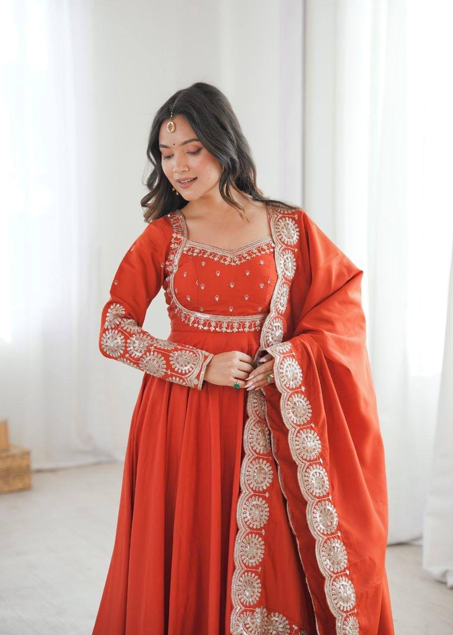 Laksharaa Sarees MASAKALI — Anarkali Suit Burnt Orange