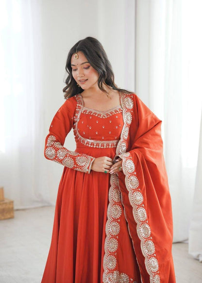 Laksharaa Sarees MASAKALI — Anarkali Suit Burnt Orange