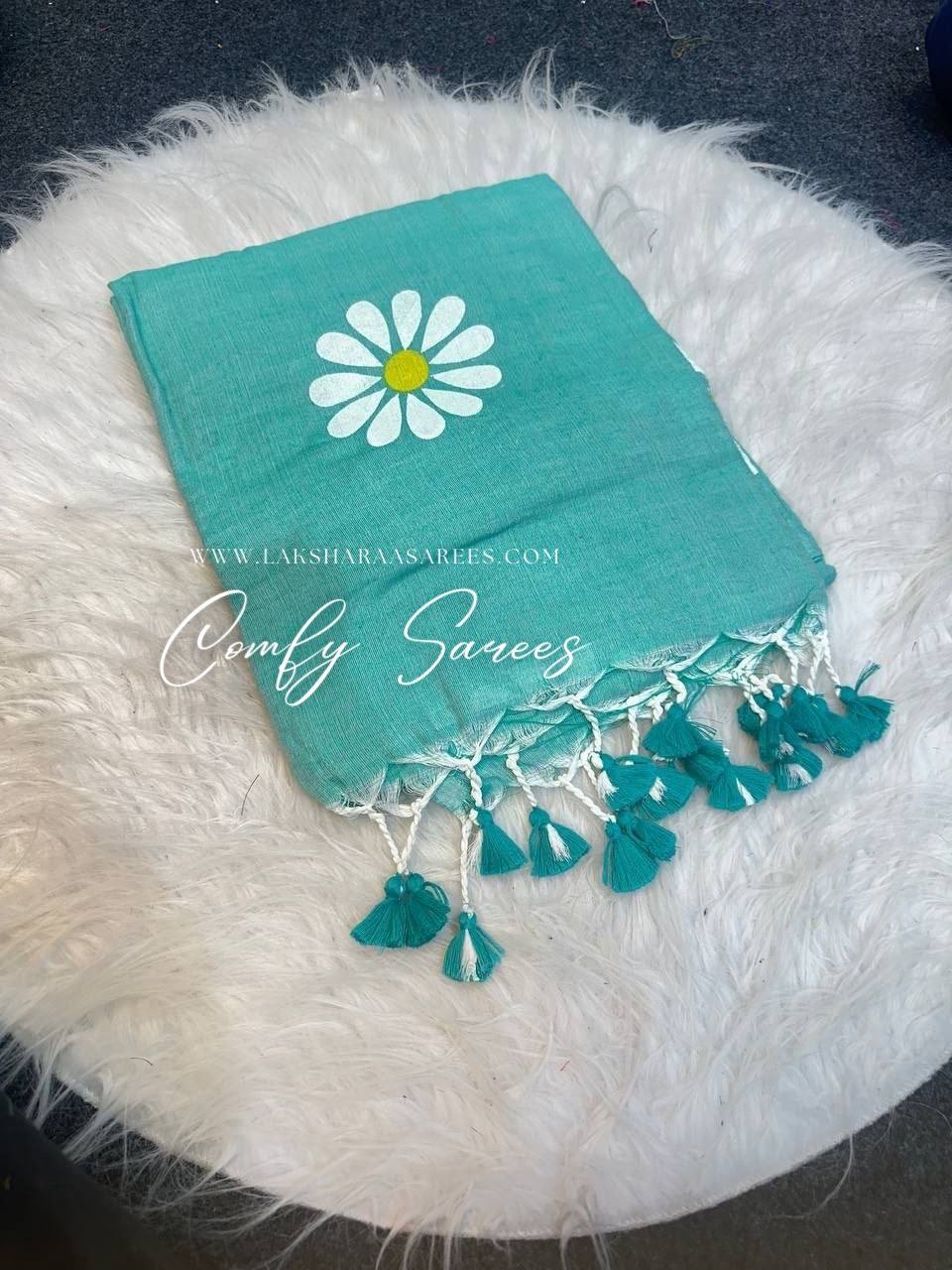 Laksharaa Sarees DAISY — floral kadhi saree Aqua